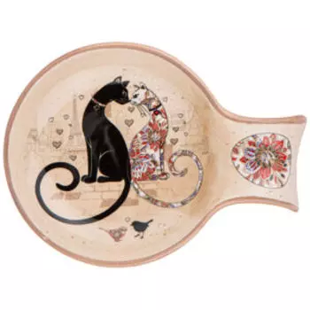 Подставка под ложку Agness Парижские коты, 15х11.5 см, керамика