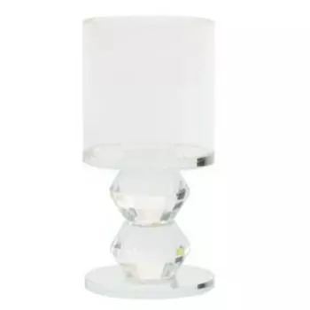 подсвечник 6х6х13см, на ножке, стекло, прозрачный