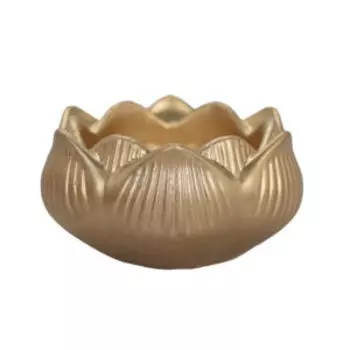 Подсвечник декоративный Лотос, гипс, золото, 4.5х9 см