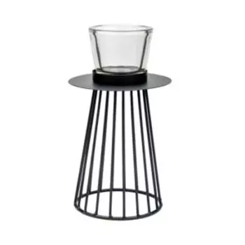 Подсвечник металлический, 12.5х22 см, черный