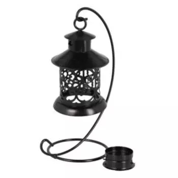 Подсвечник под чайную свечу Ажурный фонарик, 20х12х9.5 см, металл, чёрный