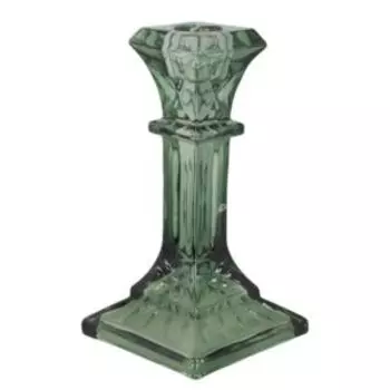 Подсвечник под столовую свечу Колонна прямоугольная, 16х8.6х8.6 см, стекло, зелёный