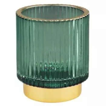 Подсвечник Вещицы рельефный, 7х7х8 см, стекло, зеленый