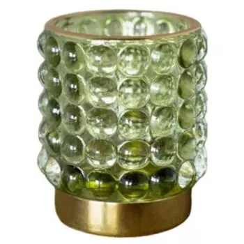 Подсвечник Вещицы рельефный, 7х7х8 см, стекло, зеленый