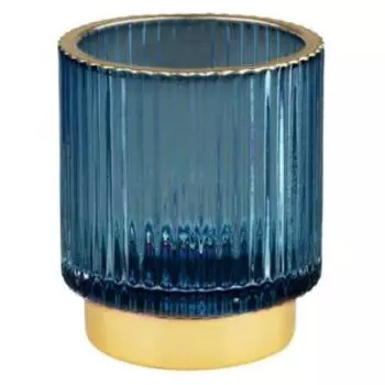 Подсвечник Вещицы рельефный, 7х7х8 см, стекло, синий