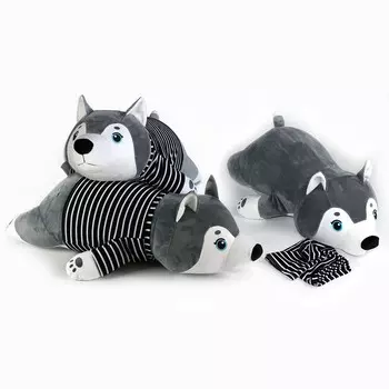 Подушка-антистресс Хаски в тельняшке, 64х27 см, серый