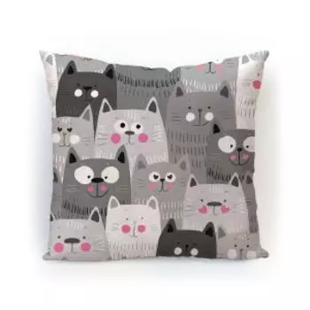 Подушка декоративная Grand Style Коты, 45х45 см, фотопечать, рогожка, в ассортименте