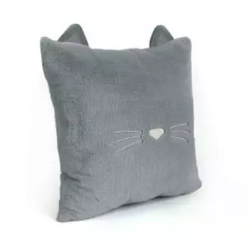 Подушка декоративная Котик, 43х43 см, вышивка, серый