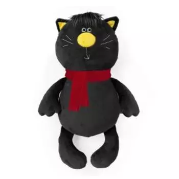 Подушка декоративная Котёнок Черныш, 57х38х12 см, искусственный мех, холлофайбер