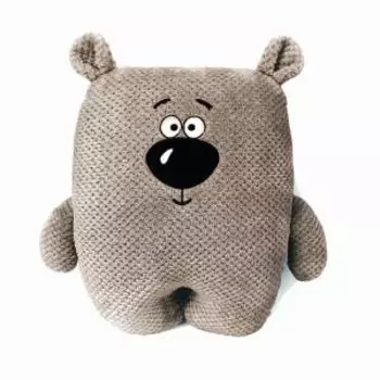 Подушка декоративная Мишка, 45х42 см, холлофайбер, велсофт, бежевый