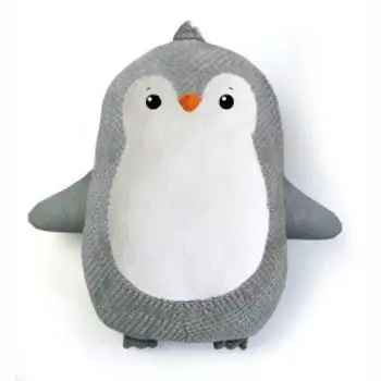 Подушка декоративная Пингвин, 37х42 см, холлофайбер, велсофт, серый