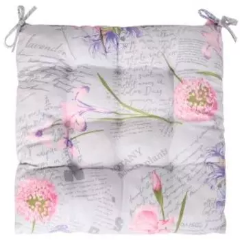 Подушка на стул Цветы, 40х40х5 см, рогожка, хлопок, в ассортименте