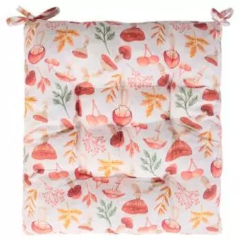 Подушка на стул Хаски Home Грибочки, 40х40х5 см, рогожка