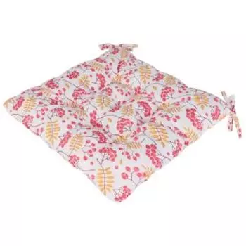 Подушка на стул Хаски Home Рябинка, 40х40х5 см, рогожка