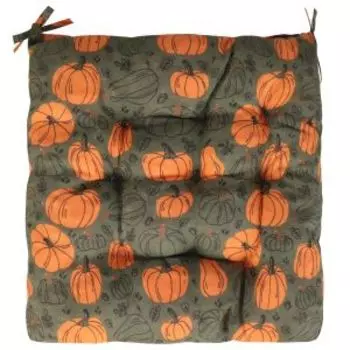 Подушка на стул Хаски Home Зеленая тыква, 40х40х5 см, рогожка