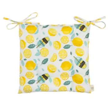 Подушка на стул Этель Лимонад, 42х42 см, белый/желтый, сатин