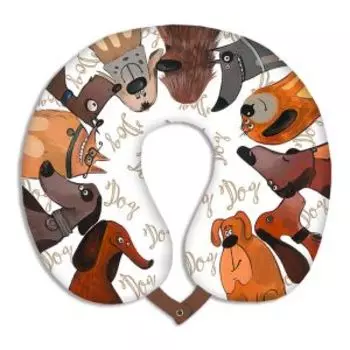 подушка-подголовник Собачки , размер 33х35 см, материал: мех плюш бифлекс стрейч 100 п/э, наполнитель: вспененный полистирол.