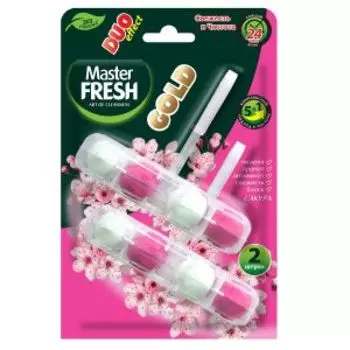 подвесной блок для унитаза Master FRESH DUO EFFECT 5в1 формула GOLD САКУРА, 2шт