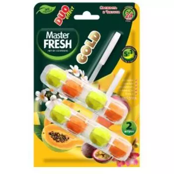 подвесной блок для унитаза Master FRESH DUO EFFECT 5в1 формула GOLD ТРОПИК, 2шт