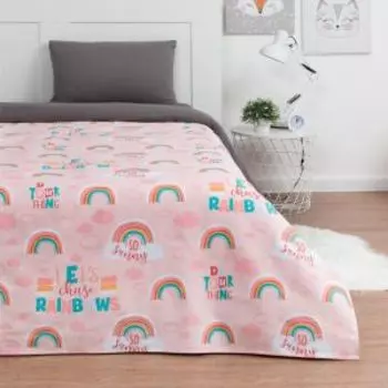 Покрывало детское Этель Pink Rainbow, 1.5-сп, 145х210 см, рогожка