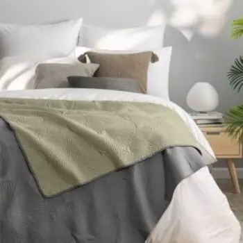 Покрывало Dome Лив, Евро, 240х260 см, 100% полиэстер, серо-зеленый