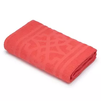 Покрывало махровое DМ Арабский узор, 180х100 см, гладкокрашенное, хлопок, коралловый