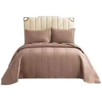 Покрывало Sofi de Marko Адонис, Евро, 230х250 см, вискоза/хлопок, капучино, с 2 наволочками