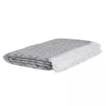 Покрывало вафельное Ромб с бахромой, 150х200 см, темно-синий, хлопок