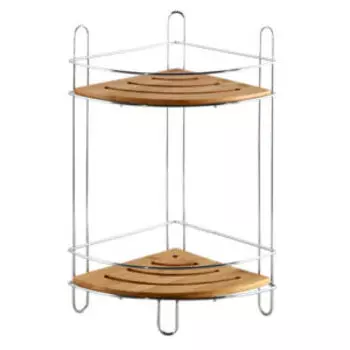 Полка двухъярусная угловая, 19.5х19.5х36.5 см, с бамбуковым основанием