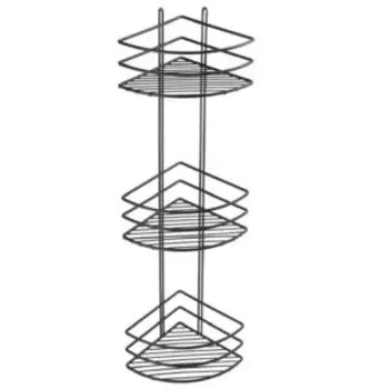 Полка трехэтажная угловая Fixsen, 66х20х27.5 см, черная