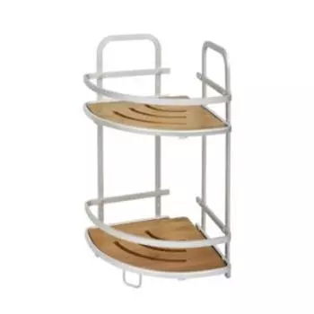 Полка угловая двухъярусная Gromell Sumba, 20.5х20.5х38 см, бамбук/алюминий