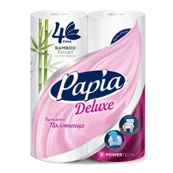 полотенца бумажные PAPIA DELUXE 4 слоя 2 рулона 1/2 листа