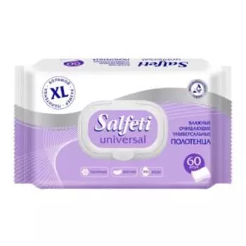 Полотенца влажные Salfeti Universal с клапаном, 60 шт