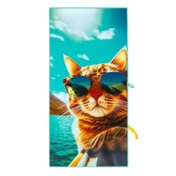 Полотенце Bravo HB The Beach Cat, 70х140 см, многоцветный, микрофибра 300г/м2