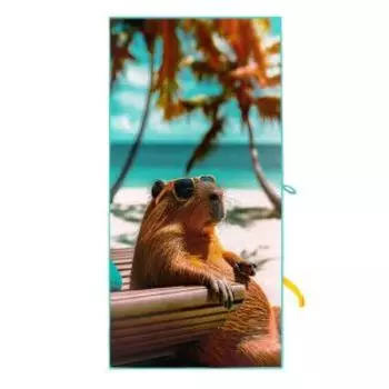 Полотенце Bravo HB The Capybara, 70х140 см, многоцветный, микрофибра 300г/м2