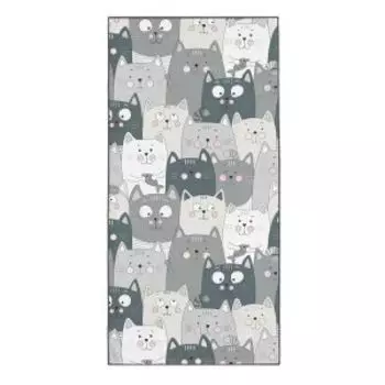 Полотенце Bravo Котики, 60х120 см, серый, микрофибра, 350г/м2