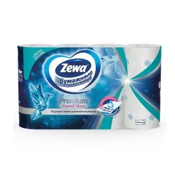 Полотенце бумажное Zewa Премиум Декор белое, 4 шт
