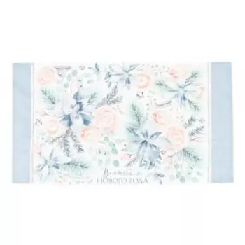 Полотенце Этель Christmas flowers, 40х73 см, саржа 190г/м2, голубой