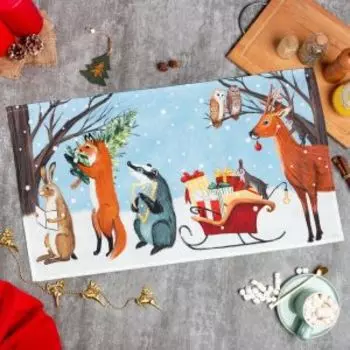 Полотенце Этель Forest dwellers, 40х73 см, саржа 190г/м2, голубой