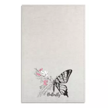 полотенце кухонное Бабочка, размер: 39х60см, гладкотканое, плотность 160 г/м2, шелкография, 50% хлопок, 50% лён