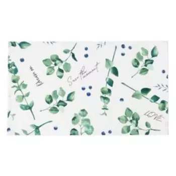 полотенце кухонное Доляна Eucalyptus, размер: 35х60см, цвет бел/зеленый, рогожка 164г/м2, хлопок 100%