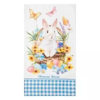 Полотенце кухонное Этель Зайчики, 40х73 см, саржа, хлопок, голубой