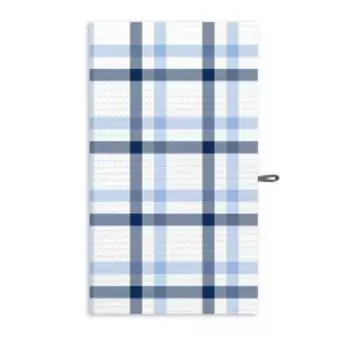 Полотенце кухонное Клетка Каледония синяя, 35х60 см, вафельное, хлопок 230 г/м2, шелкография