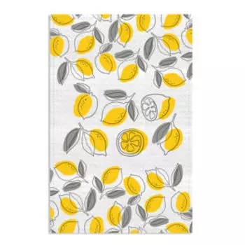 полотенце кухонное Лимоны графика, размер: 35х60см, вафельное, плотность 230 г/м2, 100% хлопок, шелкография