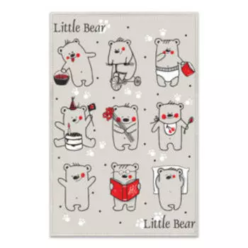 Полотенце кухонное Северные мишки, 39х60 см, хлопок/лен, серый