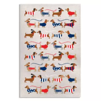 Полотенце кухонное Таксы в джемперах, 39х60 см, хлопок/лен, шелкография