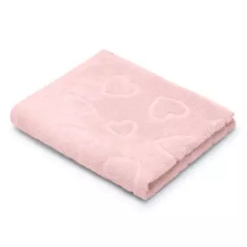 Полотенце махровое Детство Танцующие сердечки, 50х80 см, хлопок 420г/м2, розовый