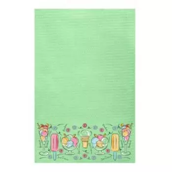 Полотенце вафельное Мороженое, 35х60 см, хлопок 230 г/м2, салатовый, шелкография