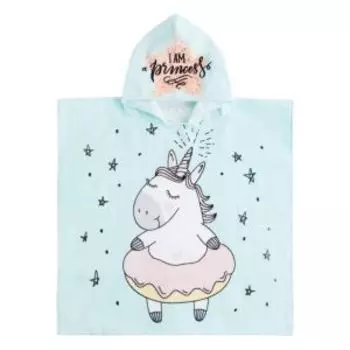 Пончо детское махровое Крошка Я Единорог, 60х120 см, махра 350г/м2