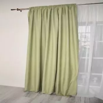 Портьера Mona Liza Бархатистый лен, 200х270 см, зеленая, на шторной ленте